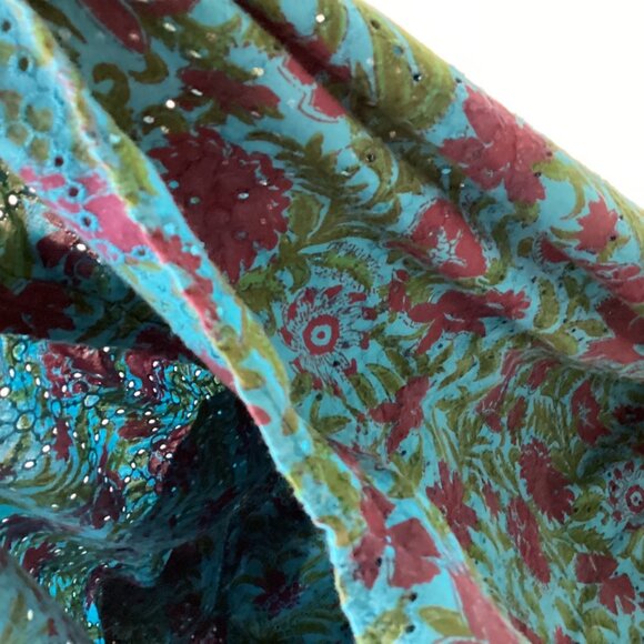 Sundance Floral Button-Up Shirt PXL Green & Burgundy Rhea eyelet 100% Cotton - Picture 10 of 12